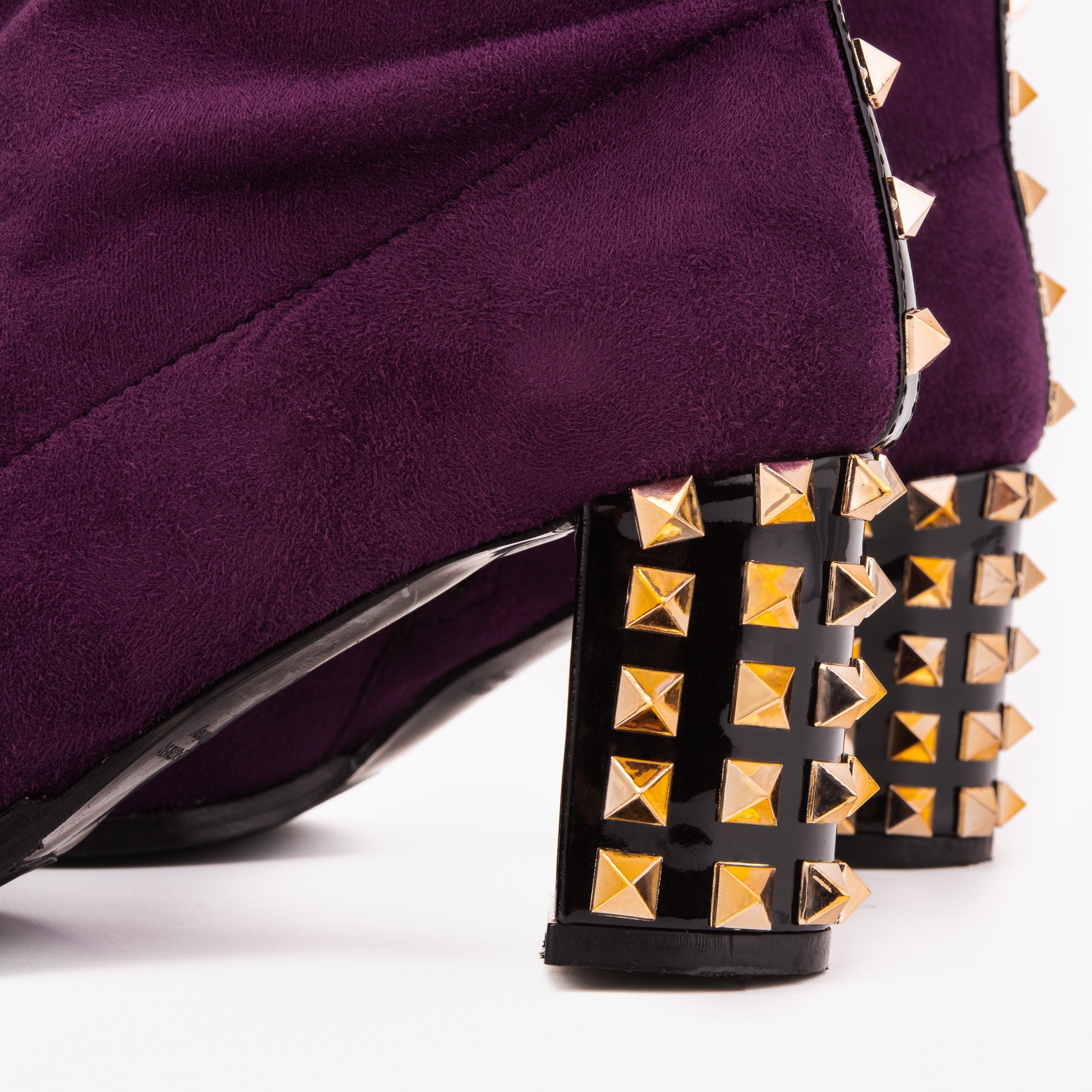 The Amethyst Studded Deep Purple Suede Leather Women’s Boot Universal Fit