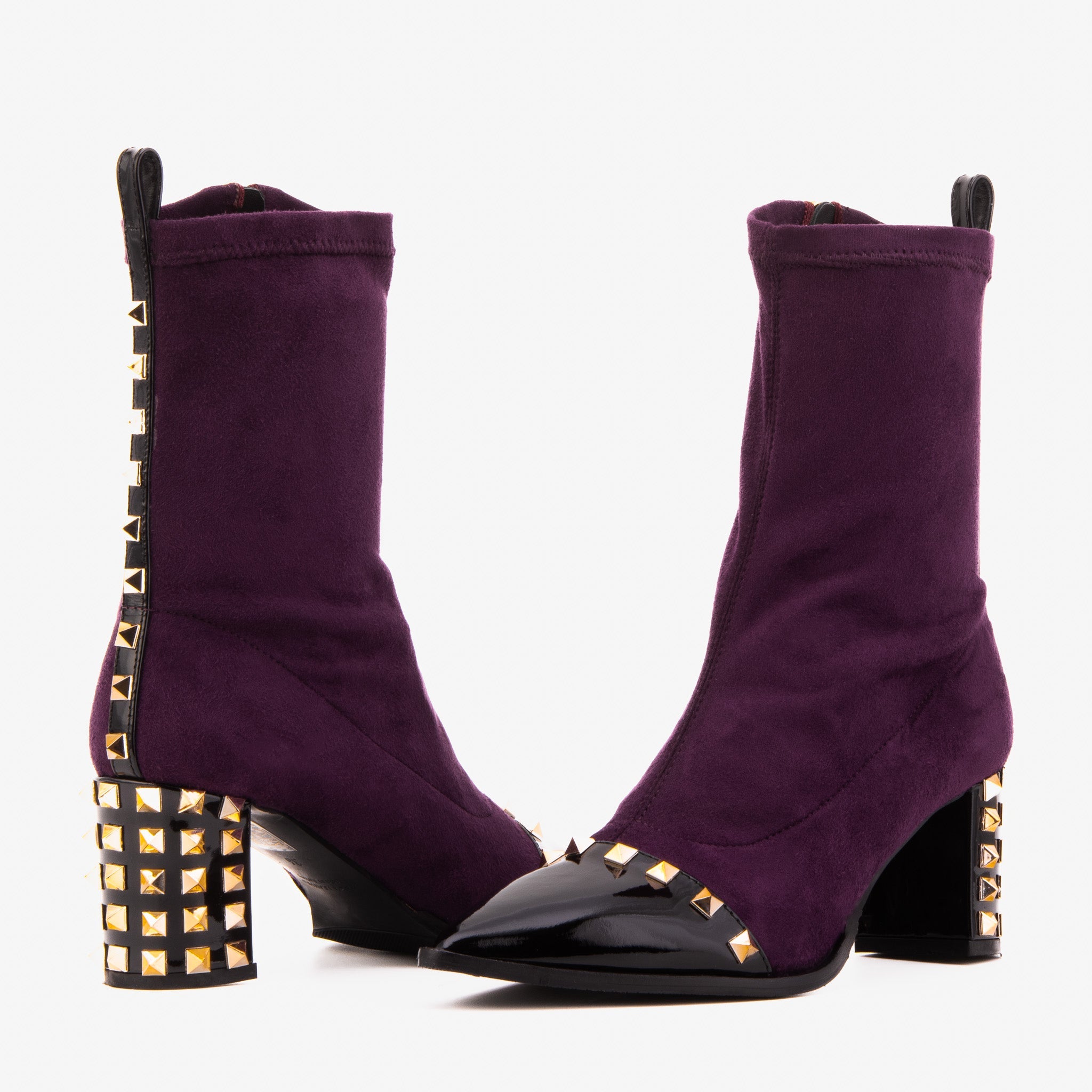 The Amethyst Studded Deep Purple Suede Leather Women’s Boot Universal Fit