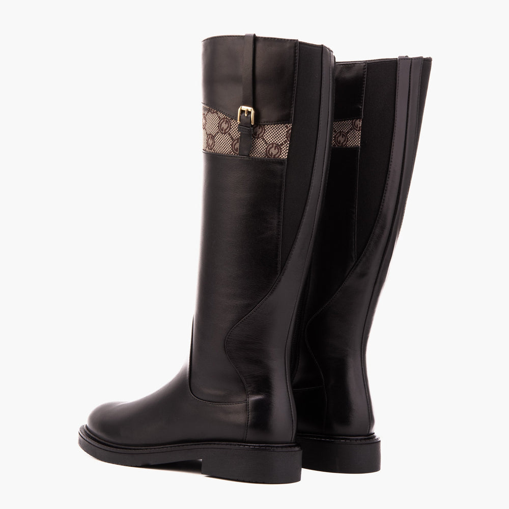 The Bellina Black Leather Women’s Knee-High Boot Fine Craftsmanship
