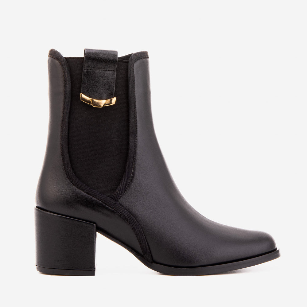 The Kensington Black Leather Block Heel Women’s Mid-Calf Boot Exclusive Style