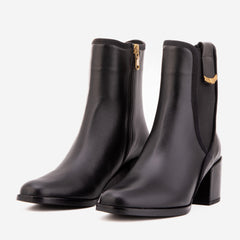The Kensington Black Leather Block Heel Women’s Mid-Calf Boot Exclusive Style