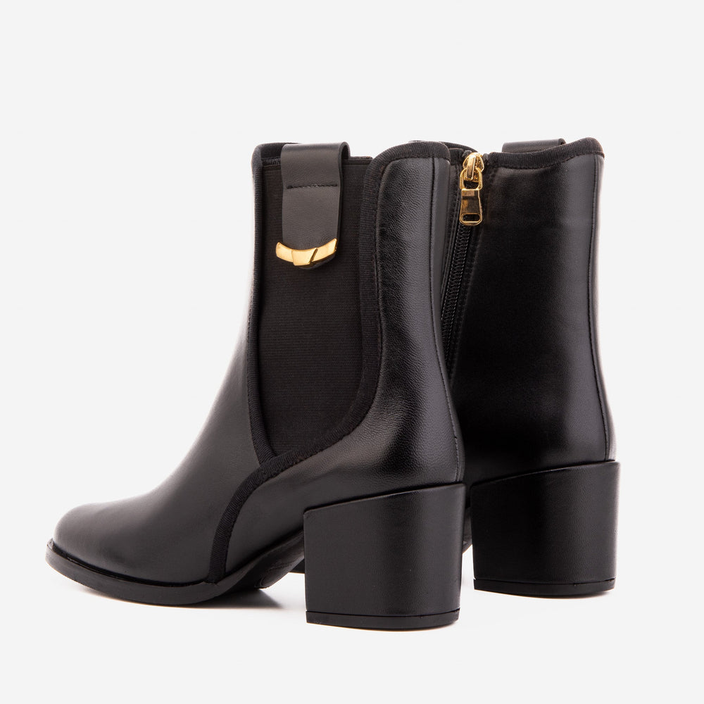 The Kensington Black Leather Block Heel Women’s Mid-Calf Boot Exclusive Style