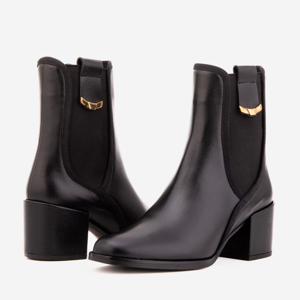 The Kensington Black Leather Block Heel Women’s Mid-Calf Boot Exclusive Style