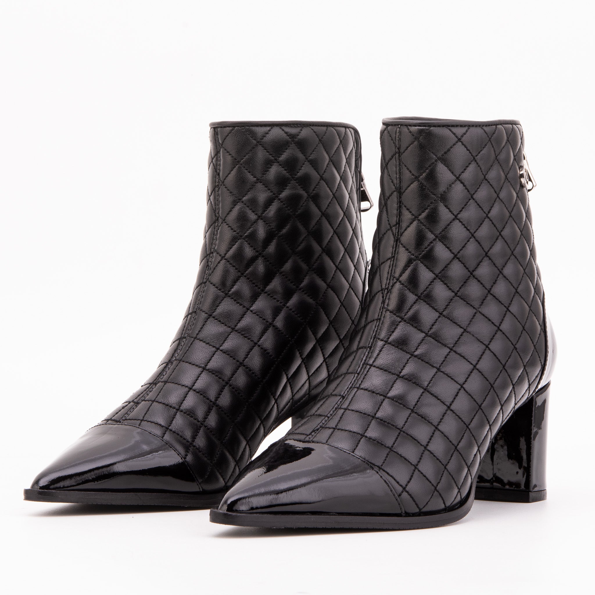 The Celeste Black Tip Quilted Leather Women’s Boot On Sale