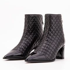 The Celeste Black Tip Quilted Leather Women’s Boot On Sale