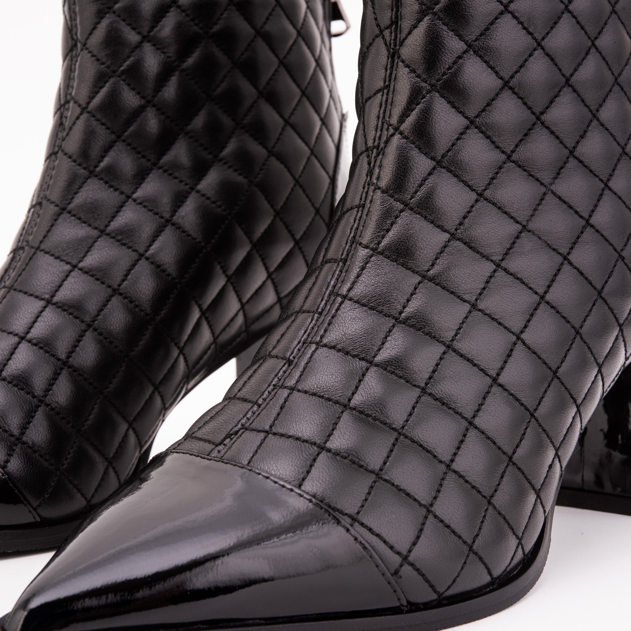 The Celeste Black Tip Quilted Leather Women’s Boot On Sale