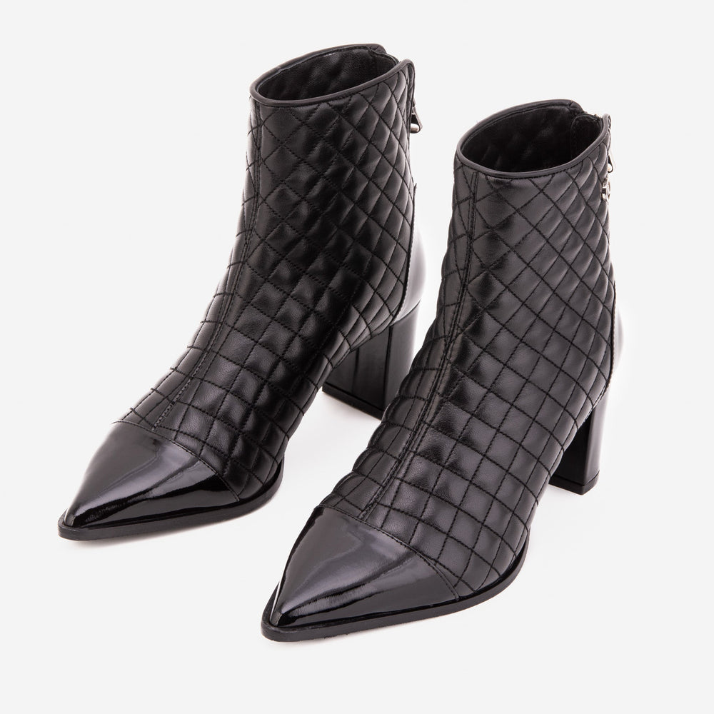 The Celeste Black Tip Quilted Leather Women’s Boot On Sale