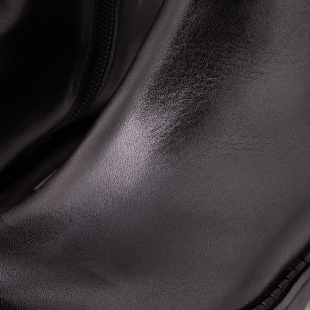 The Valeria Pearl Heel Knee-High Black Leather Boot Exclusive Style