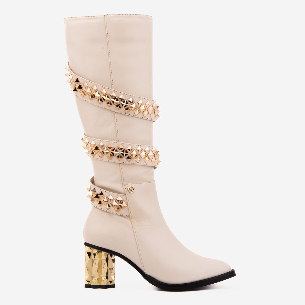 The Gladiator Cream Leather Knee High Boot On Sale