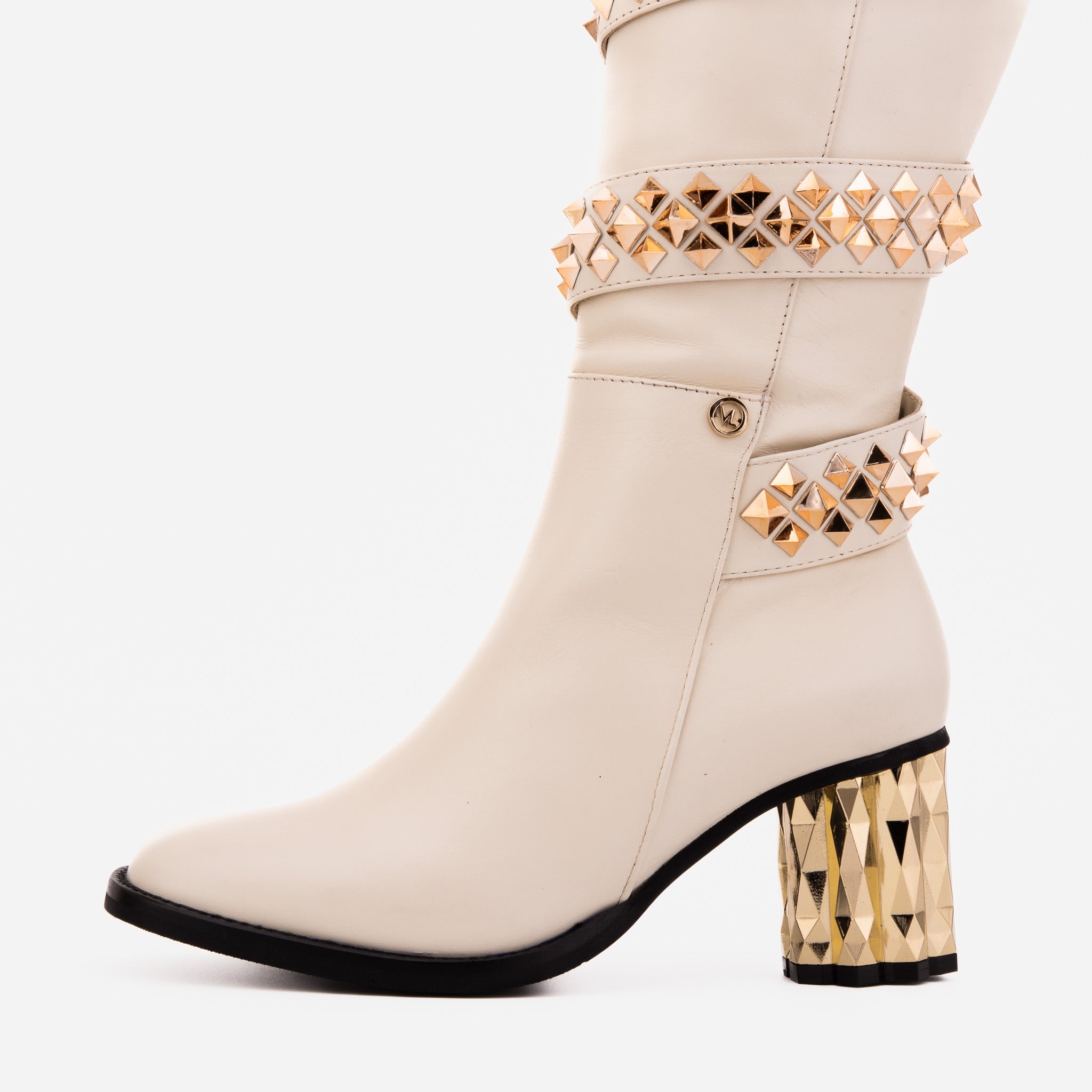 The Gladiator Cream Leather Knee High Boot On Sale