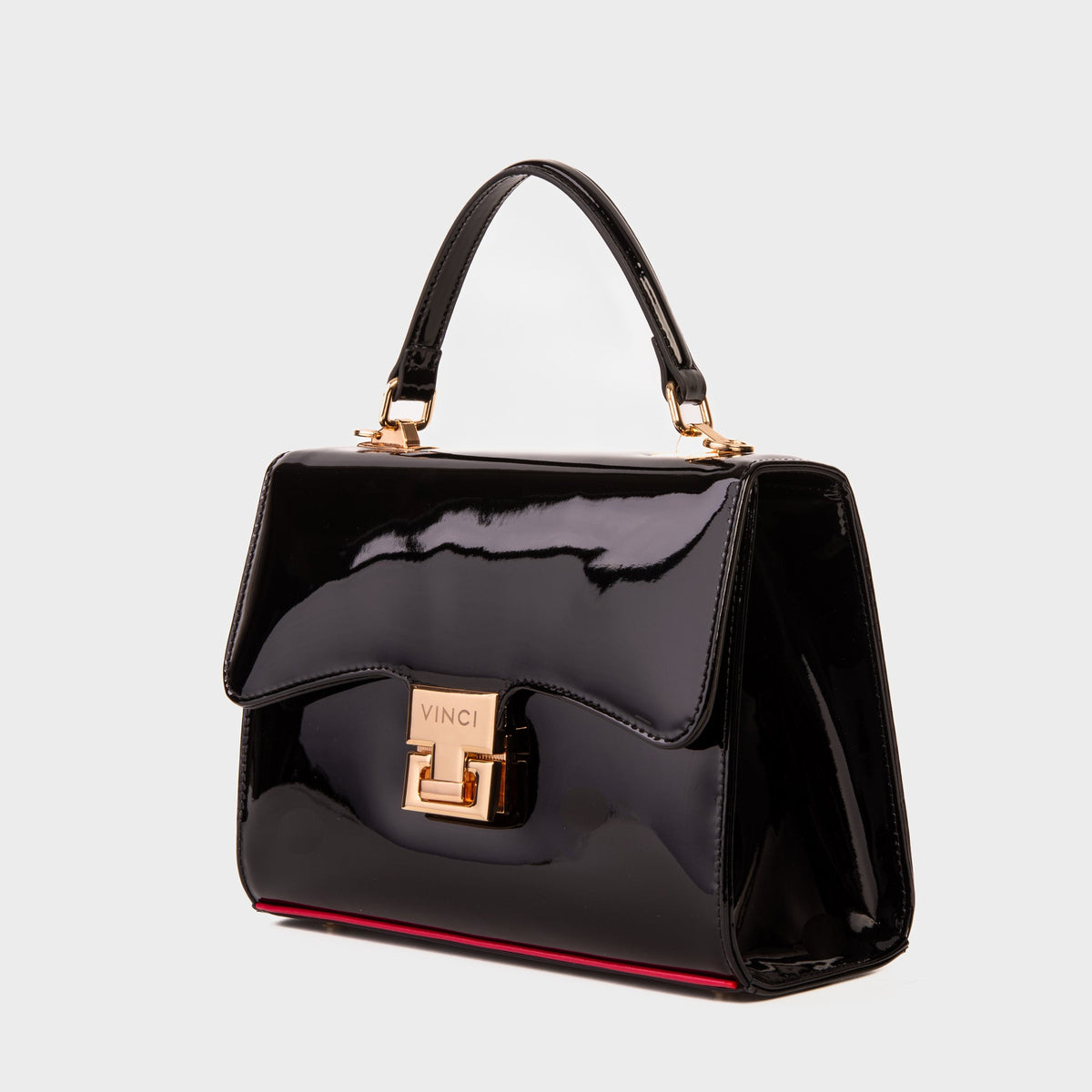 The Ege Black Patent Leather Handbag Universal Fit