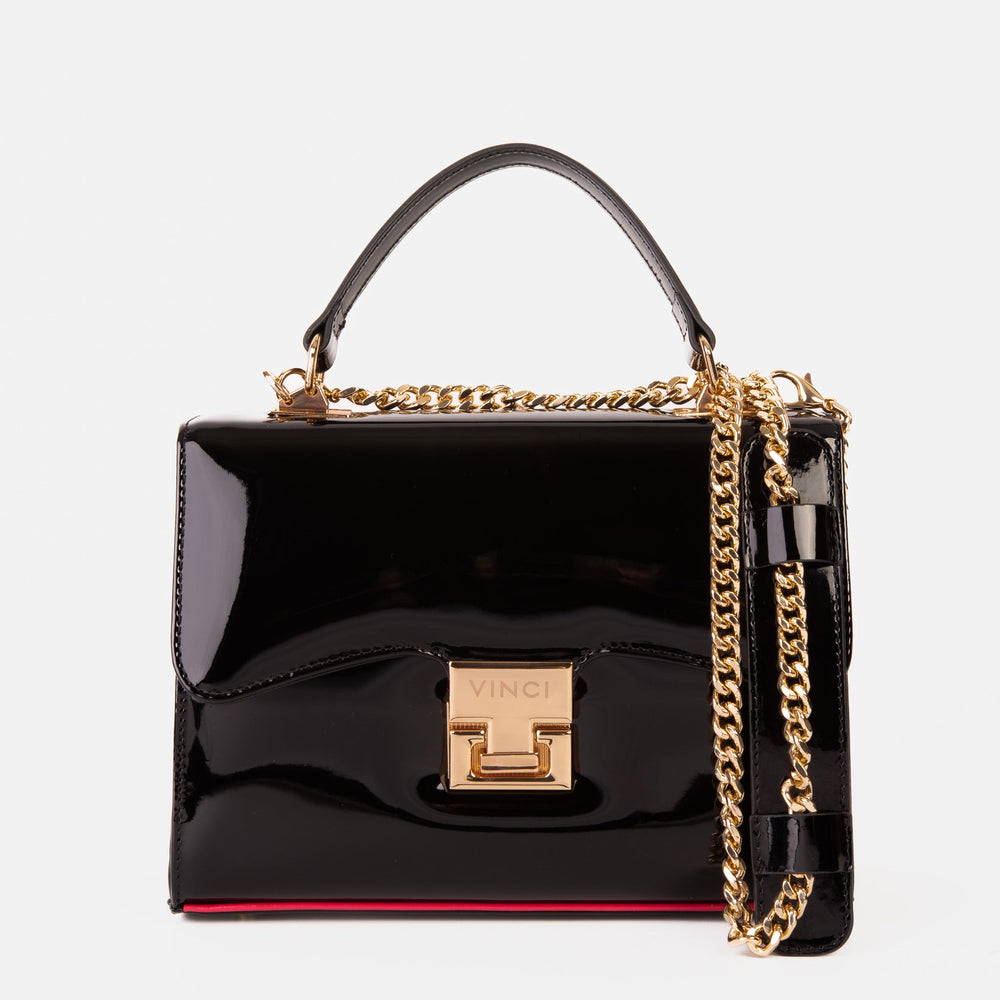 The Ege Black Patent Leather Handbag Universal Fit