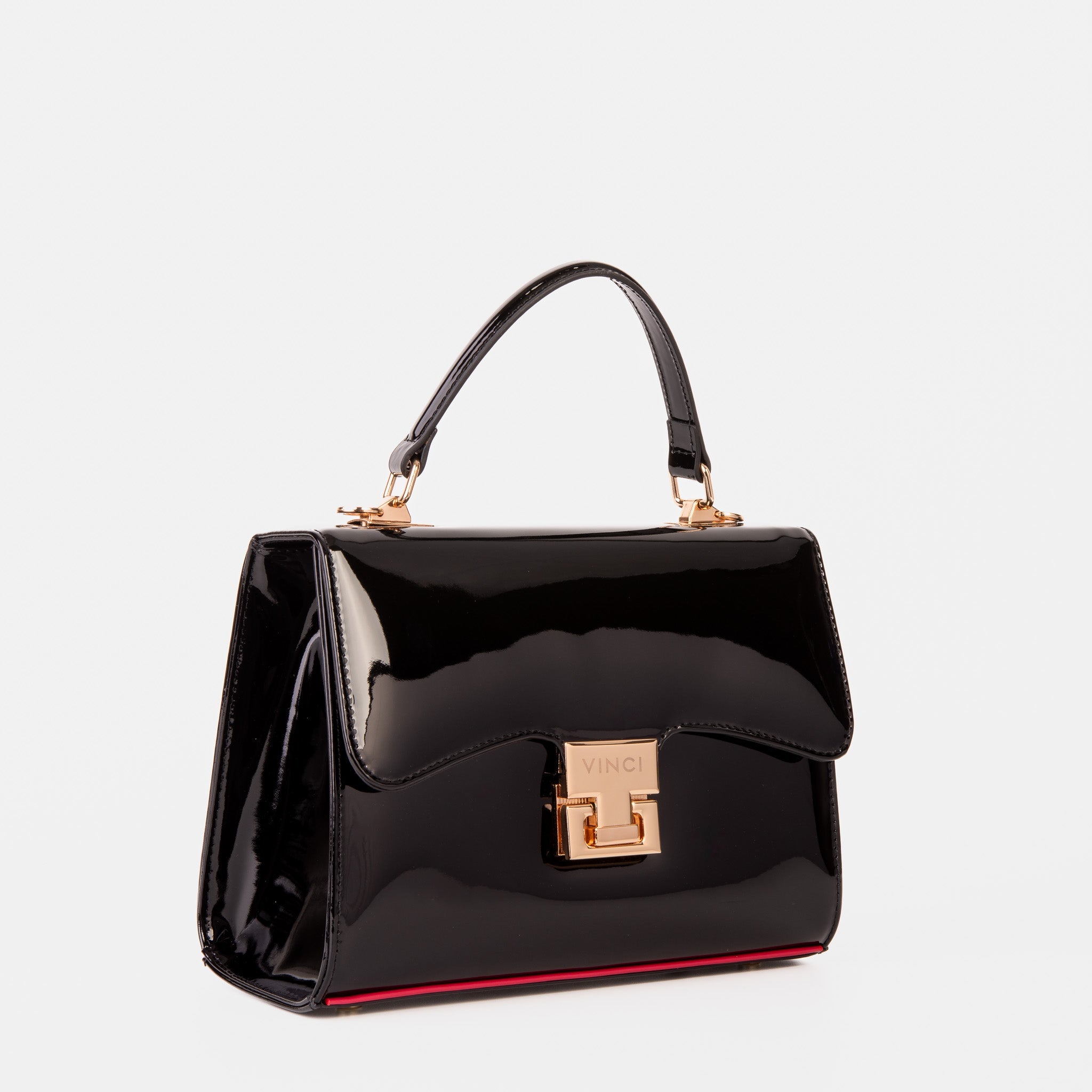 The Ege Black Patent Leather Handbag Universal Fit