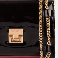The Ege Black Patent Leather Handbag Universal Fit