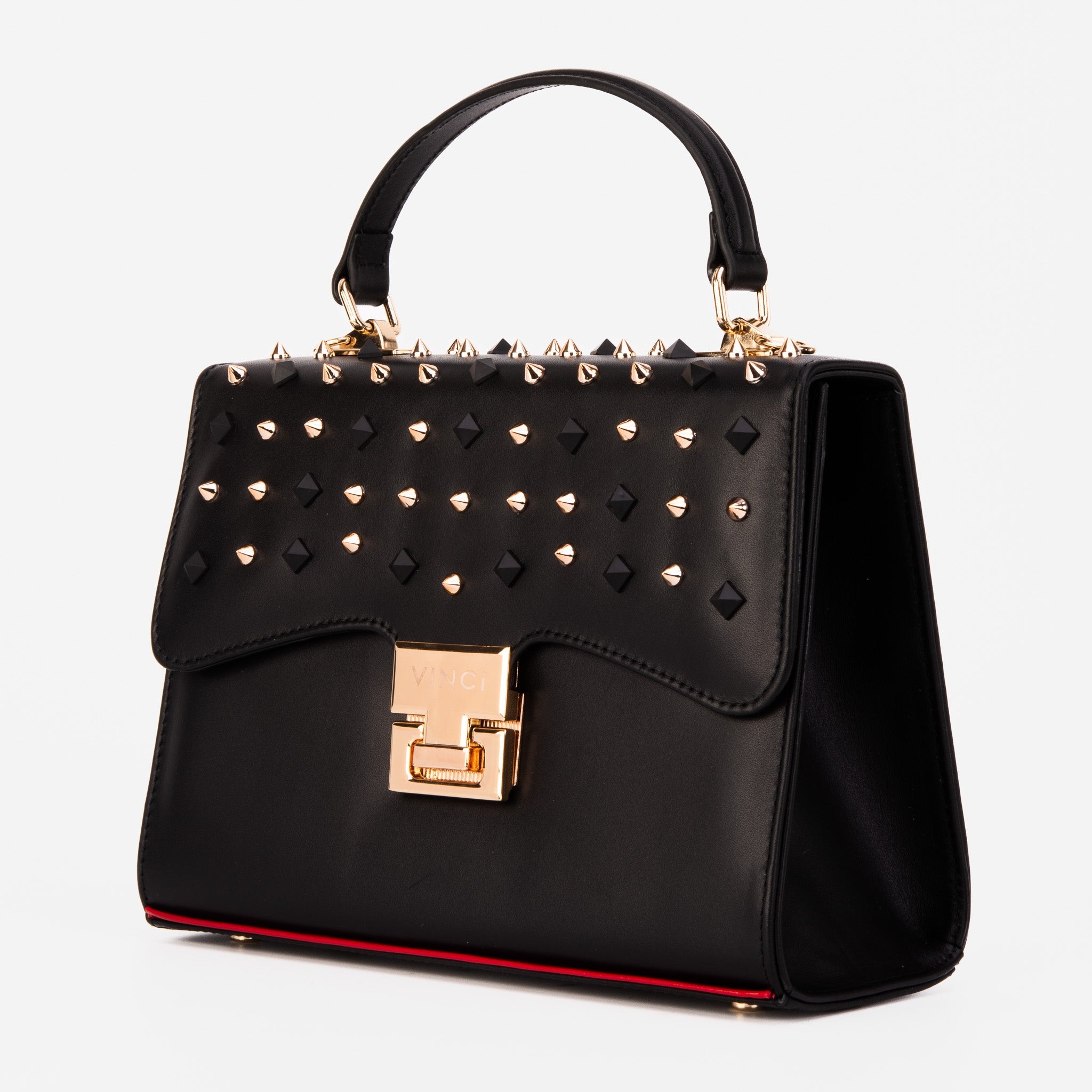 The Infanta Black Spike Leather Handbag Fine Craftsmanship