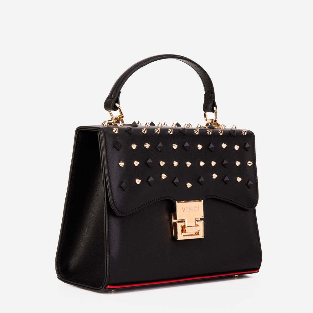The Infanta Black Spike Leather Handbag Fine Craftsmanship
