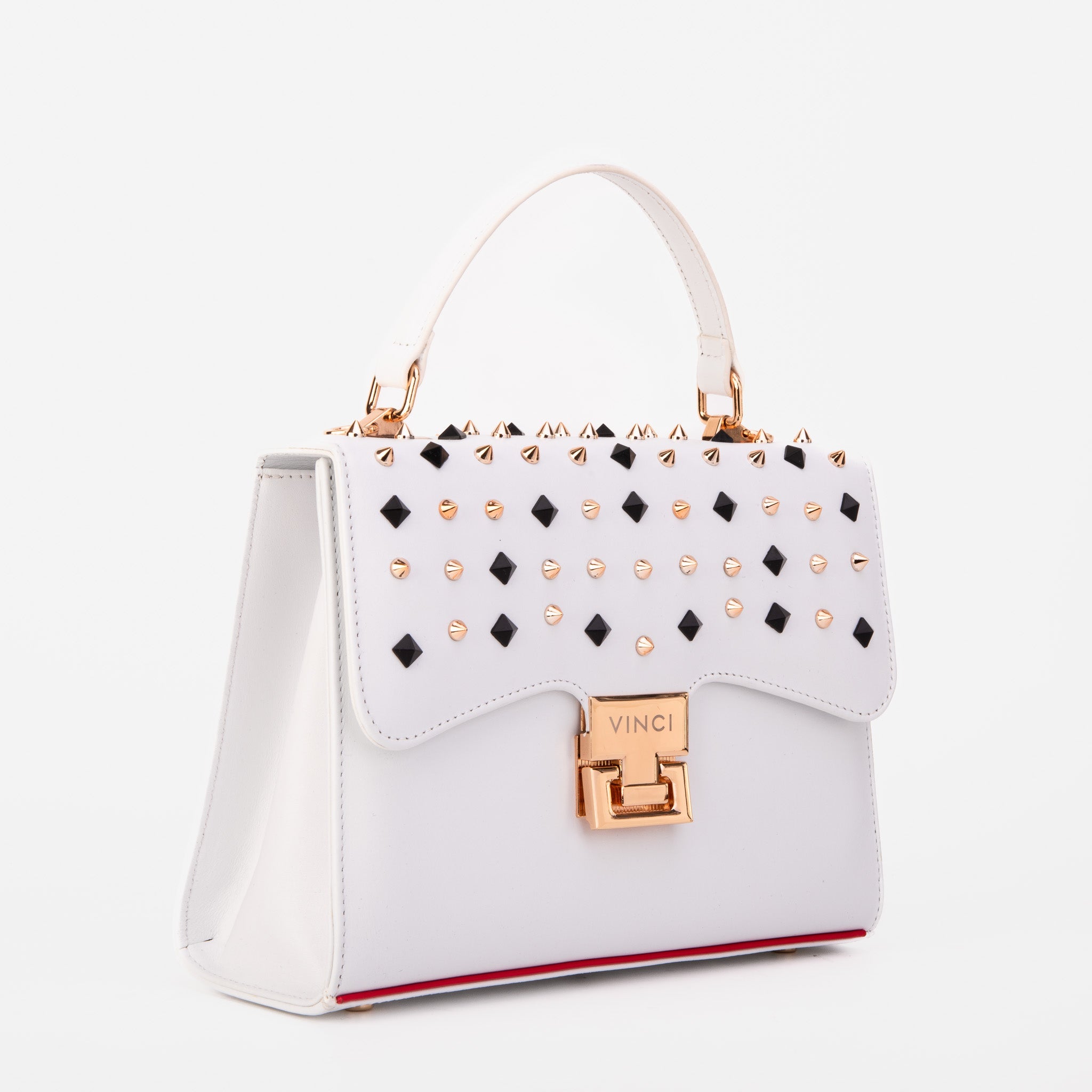 The Infanta White Spike Leather Handbag On Sale