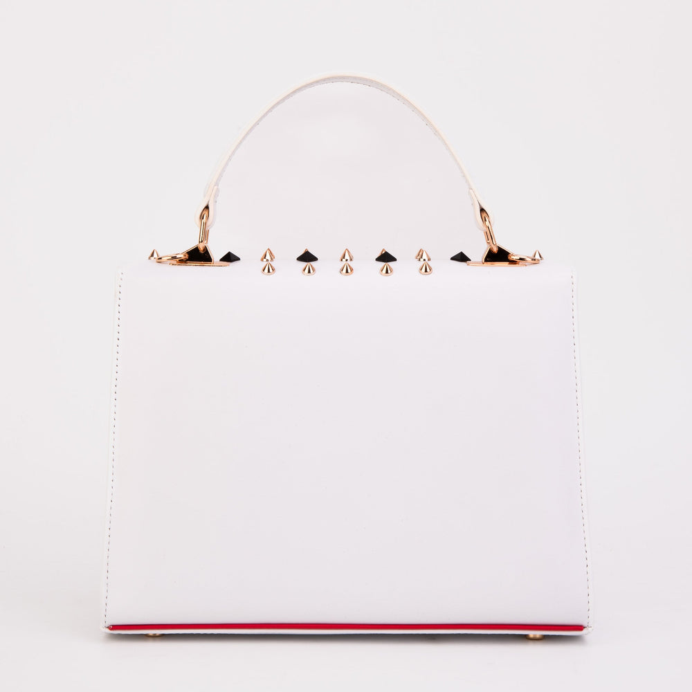The Infanta White Spike Leather Handbag On Sale