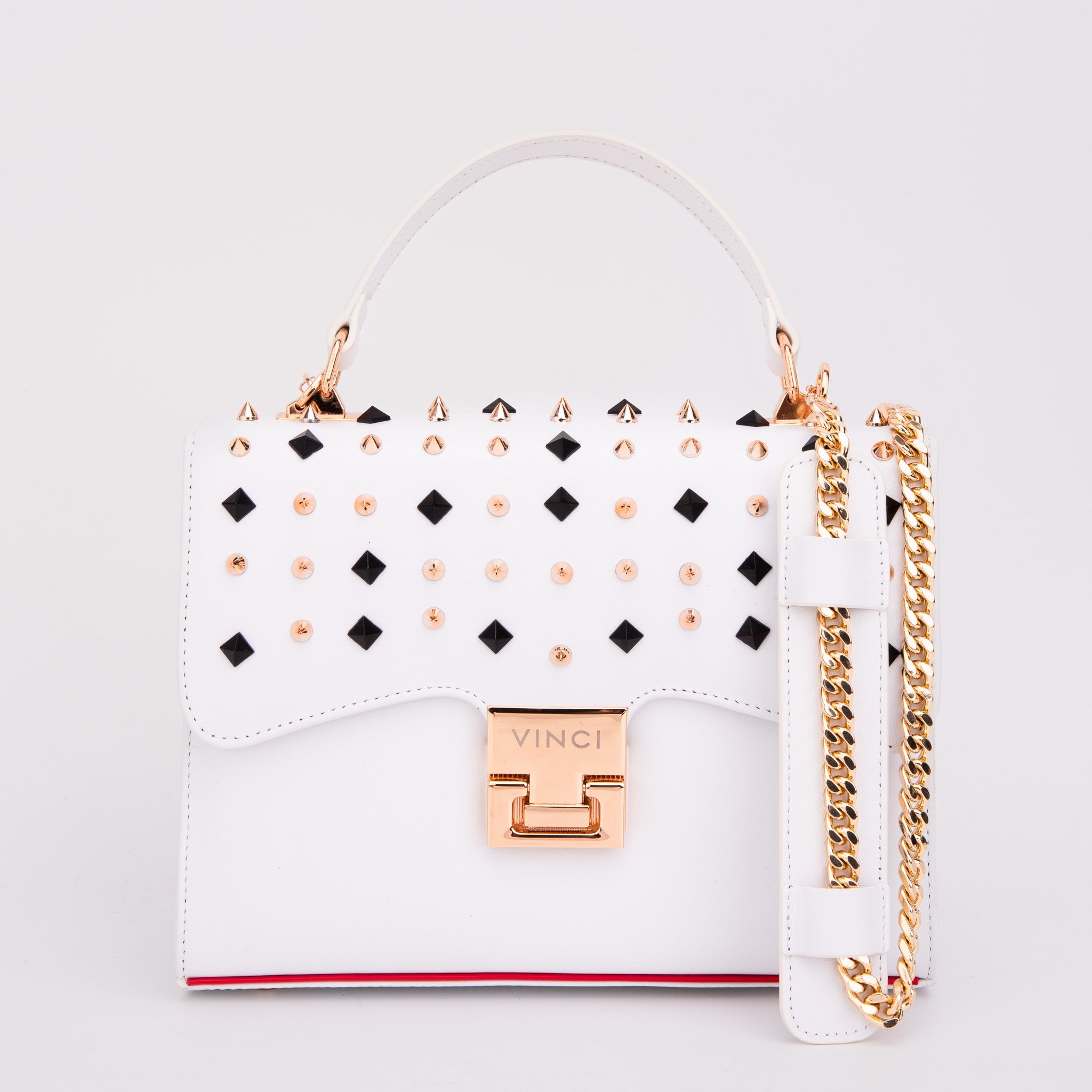 The Infanta White Spike Leather Handbag On Sale
