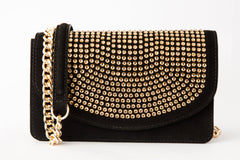 The Ailano Black Glitter Leather Handbag For Sale