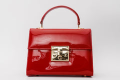 The Ege Red Patent Leather Handbag Exclusive Style
