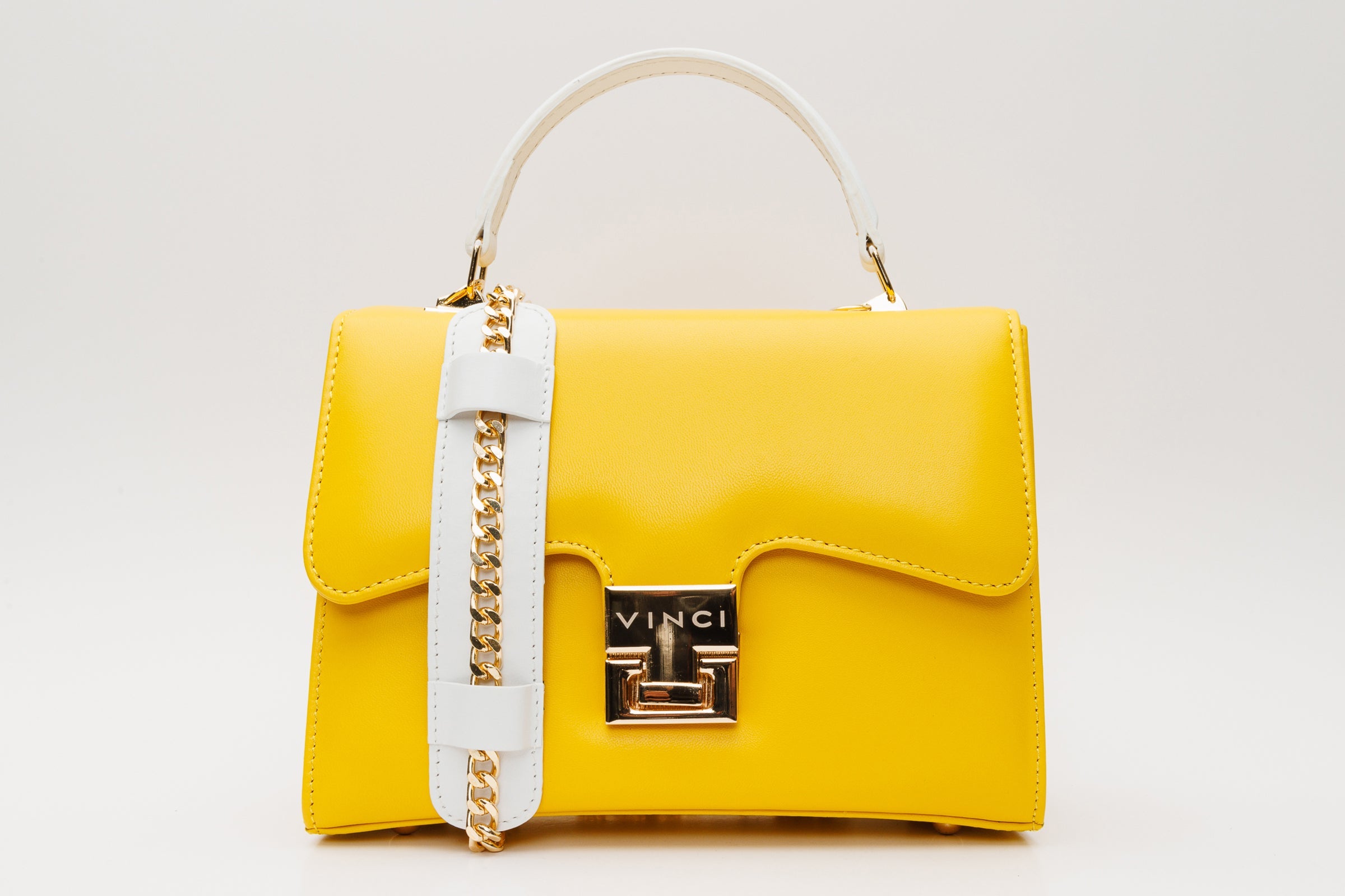 The Duffryn Yellow Leather Handbag On Sale