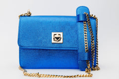 The Maple Sax Blue Leather Handbag For Sale