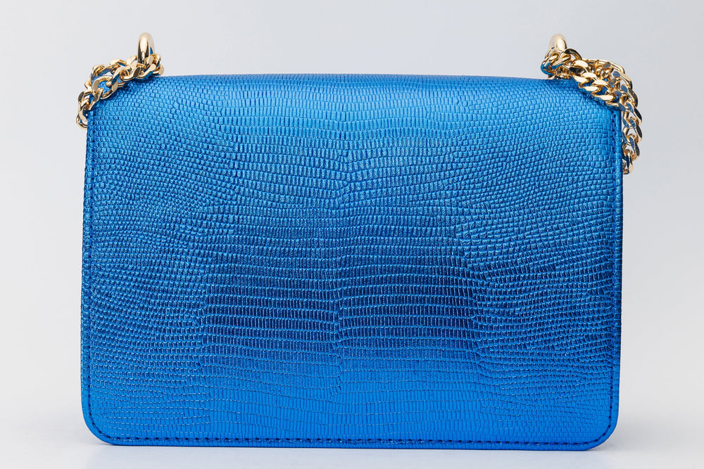 The Maple Sax Blue Leather Handbag For Sale