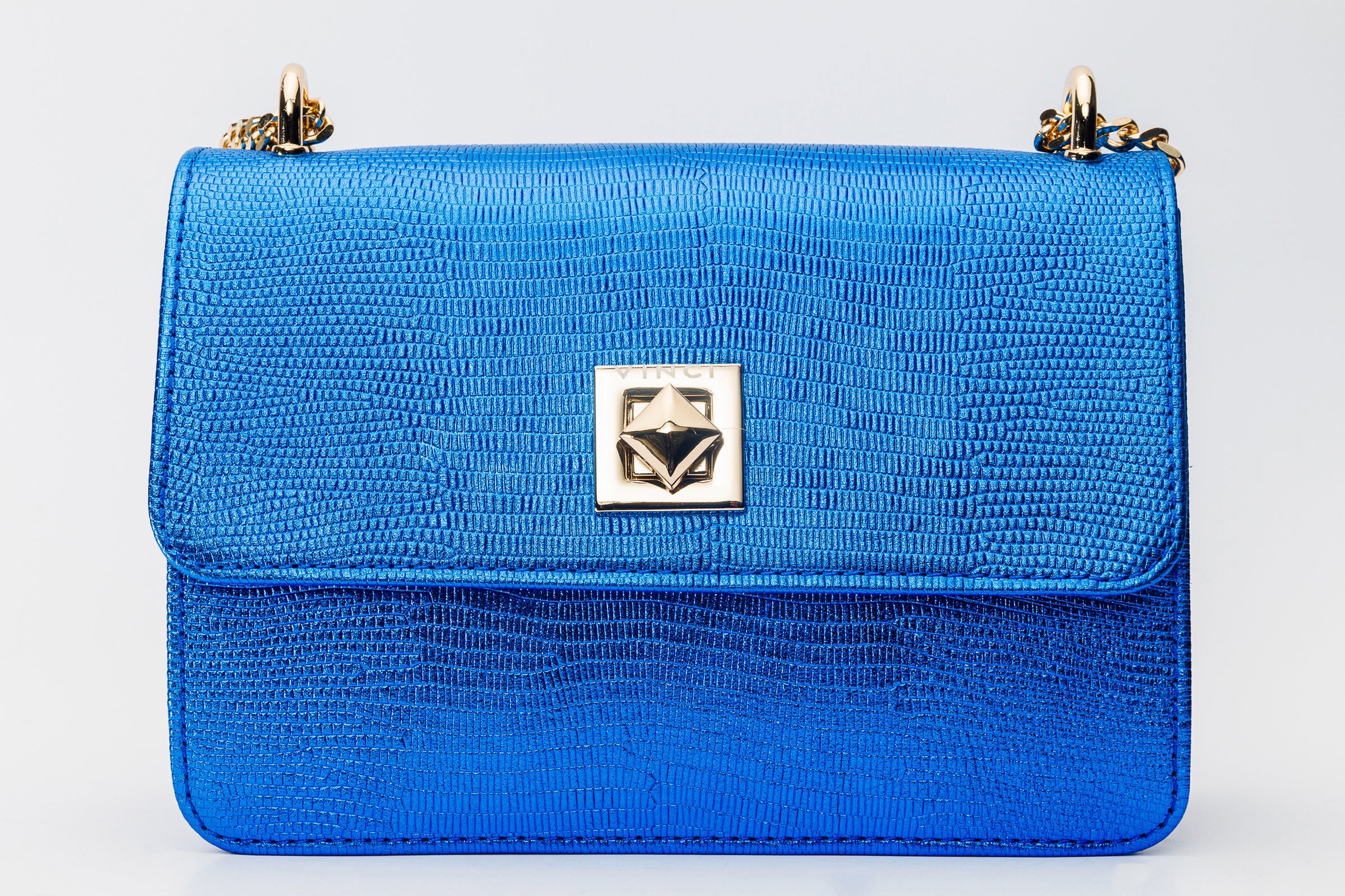 The Maple Sax Blue Leather Handbag For Sale