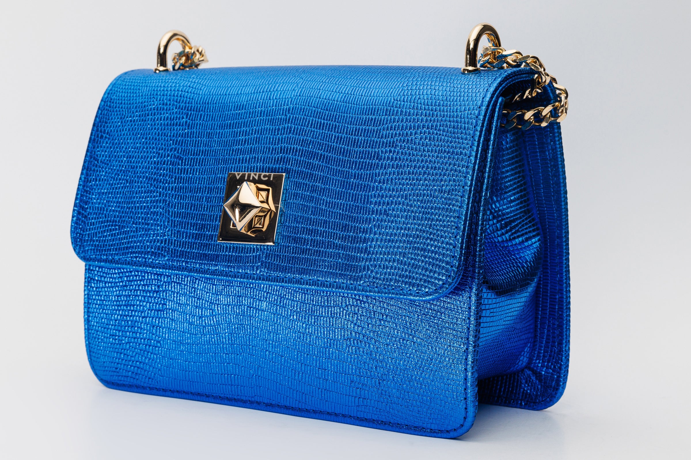 The Maple Sax Blue Leather Handbag For Sale