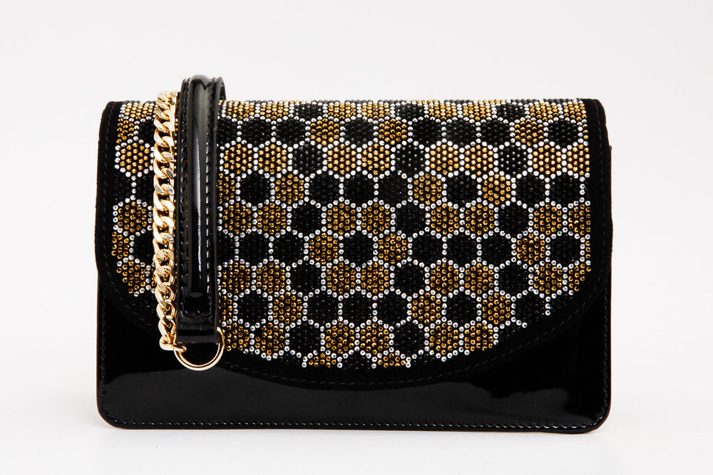 The Bolu Black Glitter Leather Handbag All New
