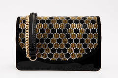 The Bolu Black Glitter Leather Handbag All New