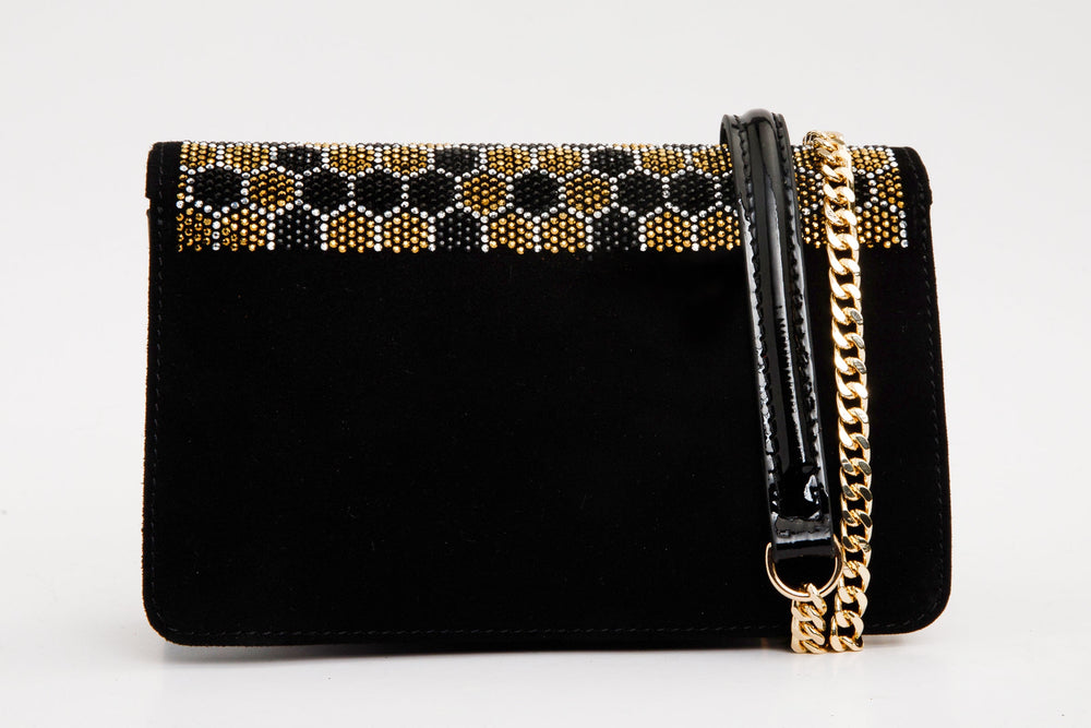 The Bolu Black Glitter Leather Handbag All New