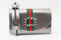 The Afega Silver Leather Handbag Universal Fit