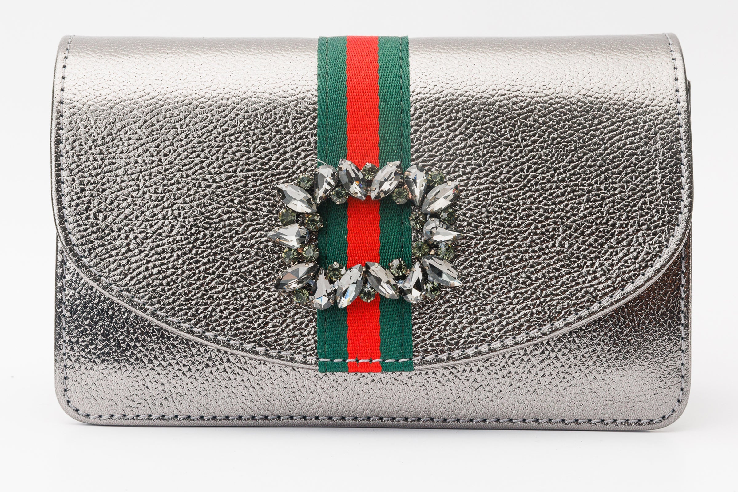 The Afega Silver Leather Handbag Universal Fit