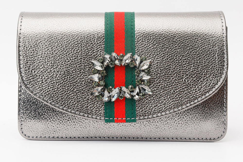The Afega Silver Leather Handbag Universal Fit