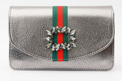 The Afega Silver Leather Handbag Universal Fit