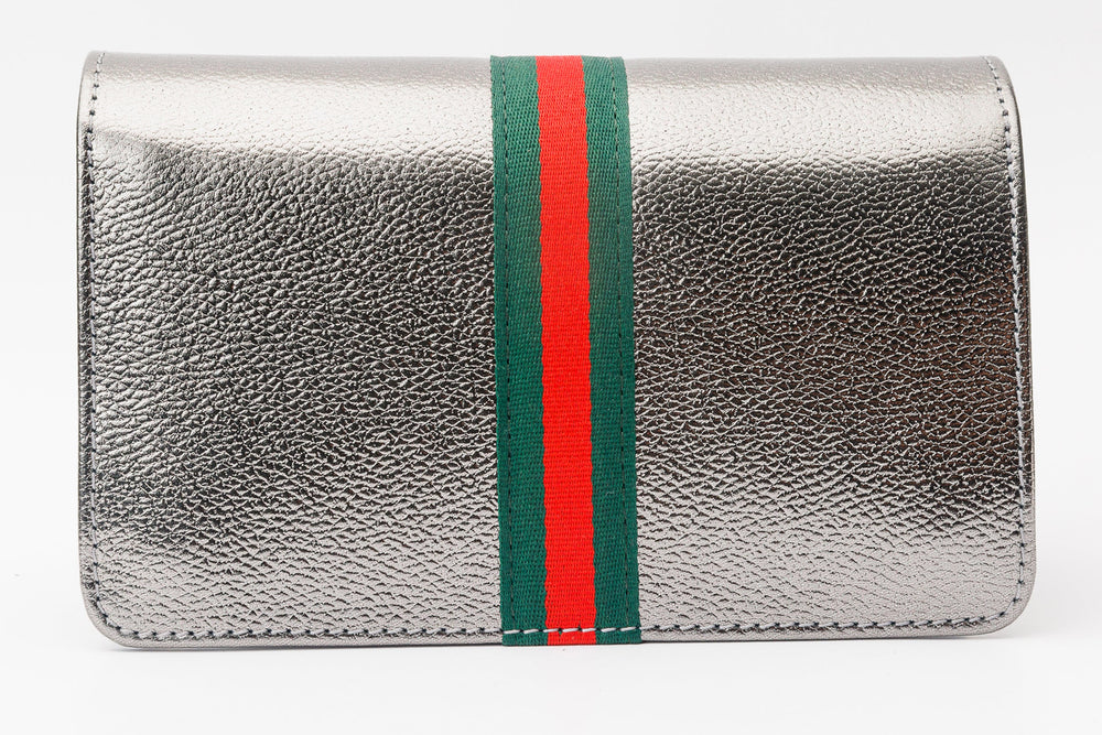 The Afega Silver Leather Handbag Universal Fit