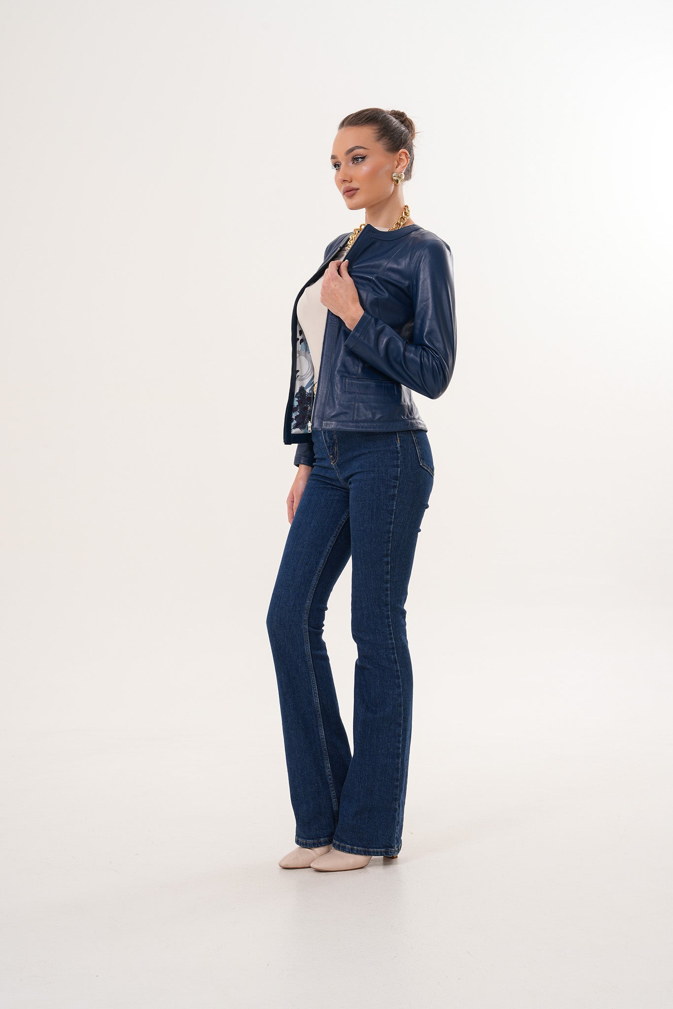 The Nyvessa Reversible Navy Blue Leather Jacket All New