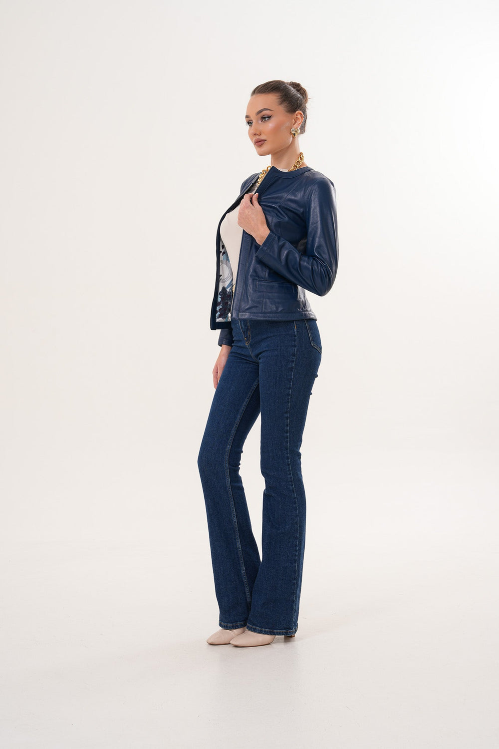 The Nyvessa Reversible Navy Blue Leather Jacket All New