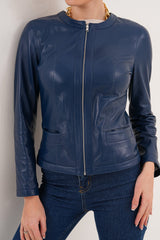 The Nyvessa Reversible Navy Blue Leather Jacket All New