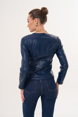 The Nyvessa Reversible Navy Blue Leather Jacket All New