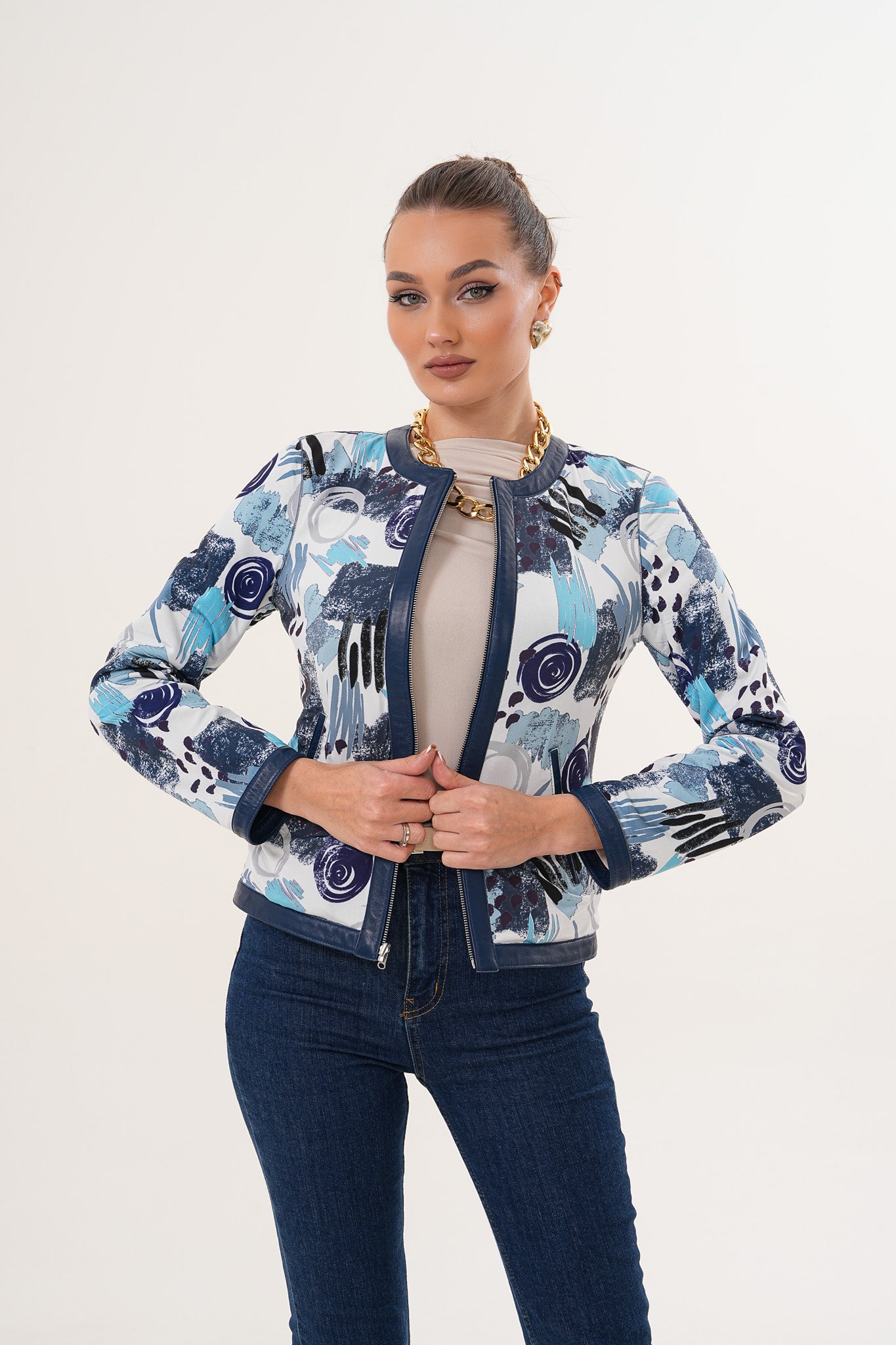 The Nyvessa Reversible Navy Blue Leather Jacket All New