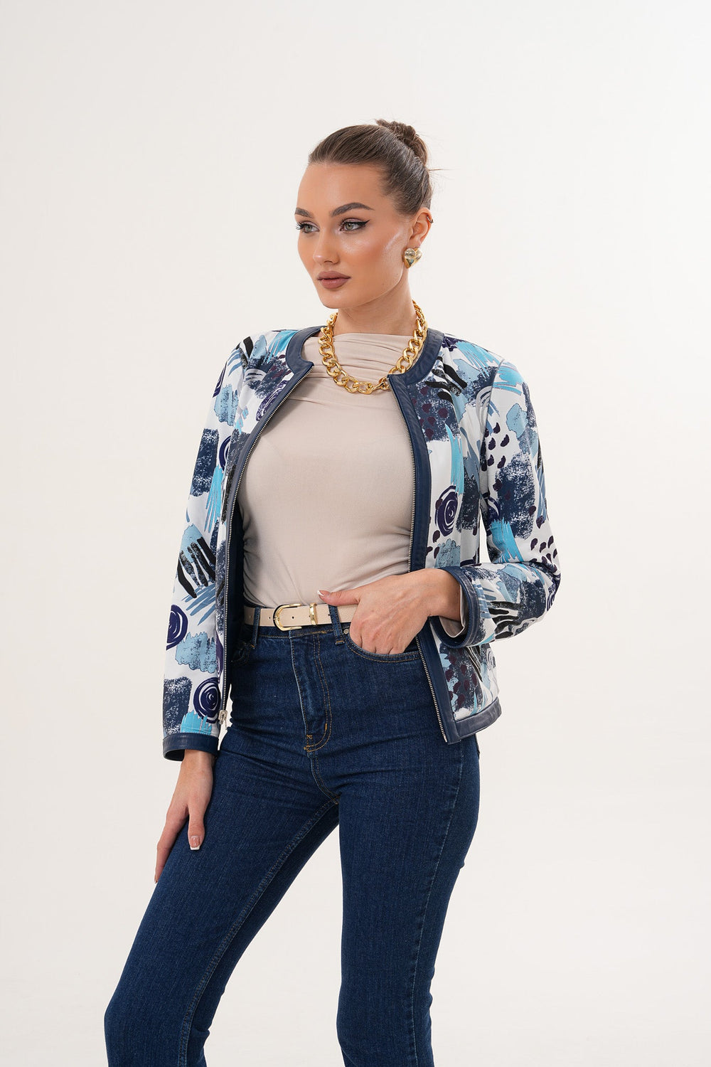 The Nyvessa Reversible Navy Blue Leather Jacket All New