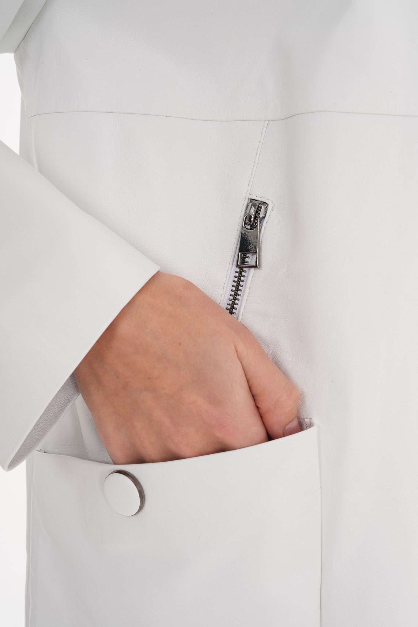 The Liora White Leather Jacket Universal Fit