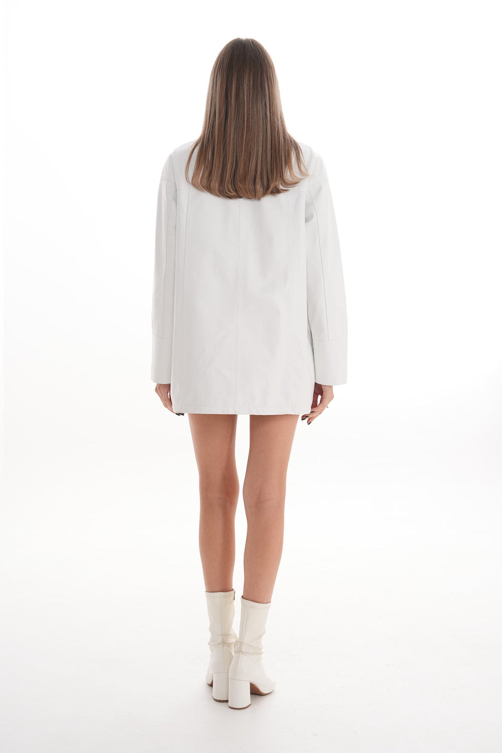 The Liora White Leather Jacket Universal Fit