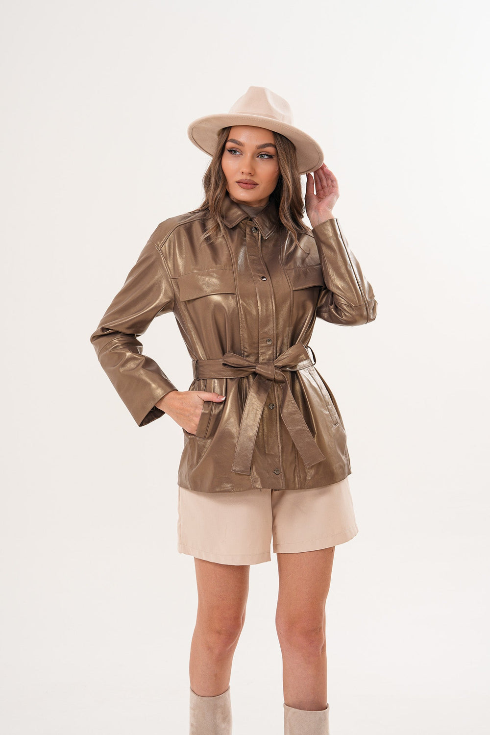 The Vesara Brown Genuine Leather Jacket Fine Craftsmanship