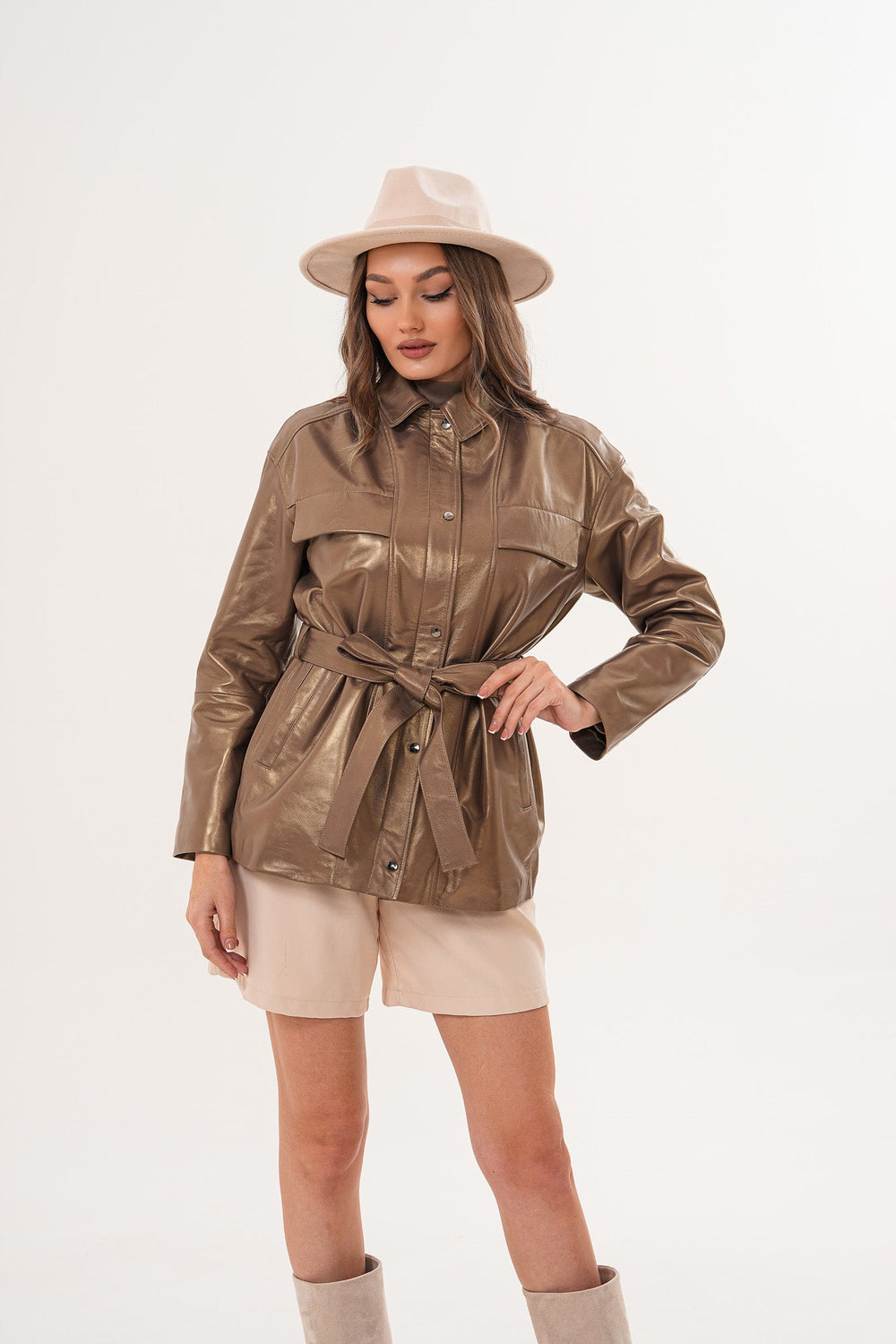 The Vesara Brown Genuine Leather Jacket Fine Craftsmanship