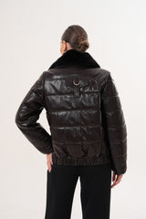 The Elvaris Dark Chocolate Leather Jacket with Fur Collar Exclusive Style