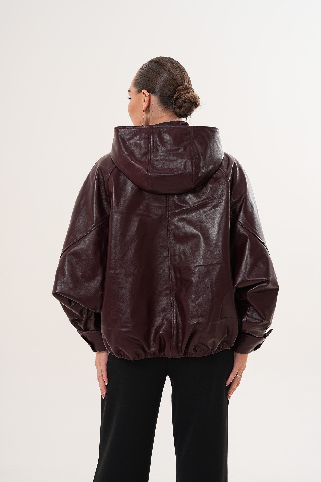 The Marvella Burgundy Leather Jacket On Sale